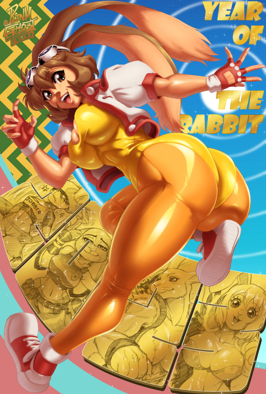 2023 5_fingers absurd_res alice_the_rabbit annoyed anthro arina_makihara badge belt big_breasts bloody_roar bodysuit bottomwear bra breasts brown_eyes brown_hair buckteeth carrot_(one_piece) chinese_zodiac claws cleavage clenched_teeth clothed clothing crop_top cross-popping_vein cutoffs denim denim_clothing dipstick_ears disney dragon_ball english_text eyelashes eyewear female finger_claws fingerless_gloves fingers footwear gloves goggles group hair hands_on_hips handwear hi_res humanoid jacket judy_hopps lagomorph leporid letterman_jacket mammal midriff minkmen_(one_piece) multicolored_ears multiple_images navel one_piece open_mouth open_smile pants pltnm06ghost police_officer police_uniform pose rabbit shirt shoes short_hair shorts signature skinsuit smile sneakers sorrel teeth text text_on_clothing text_on_topwear thick_thighs tight_clothing topwear underwear uniform utility_belt waku_waku_7 were werelagomorph wererabbit whiskers wide_hips year_of_the_rabbit zootopia