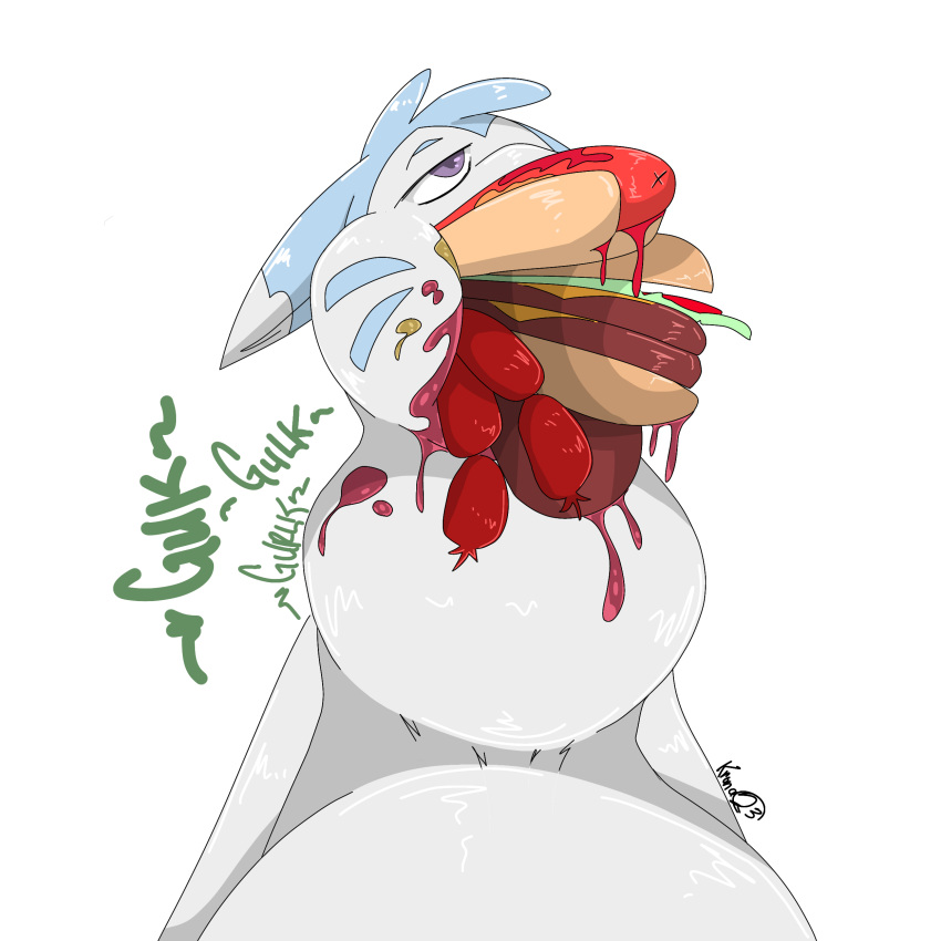 absurd_res belly_stuffing burger eating feral food furret generation_2_pokemon hi_res hot_dog krona999 krona_the_furret male male/male neck_bulge nintendo pokemon pokemon_(species) swallowing