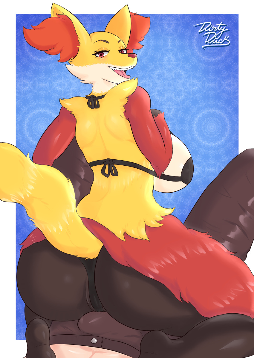 absurd_res anthro big_breasts breasts delphox dirtyduckart female generation_6_pokemon hi_res humping male male/female nintendo pokemon pokemon_(species) solo