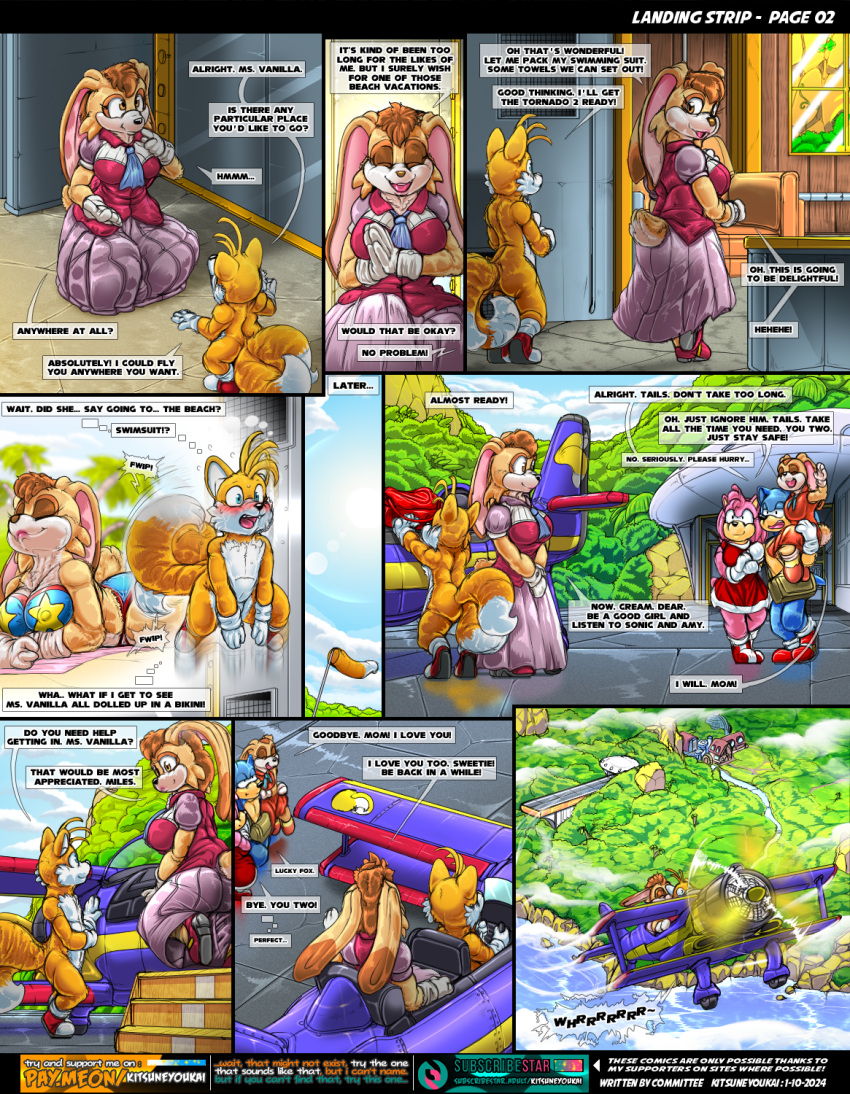 2024 amy_rose anthro bikini blue_body blue_eyes blue_fur blush breasts canid canine clothed clothing comic cream_the_rabbit english_text eulipotyphlan female fox fur group hedgehog hi_res kitsune_youkai lagomorph leporid male mammal mature_anthro mature_female miles_prower multicolored_body multicolored_fur pink_body pink_fur rabbit sega sonic_the_hedgehog sonic_the_hedgehog_(series) speech_bubble swimwear tan_body tan_fur text thought_bubble vanilla_the_rabbit white_body white_fur yellow_body yellow_fur