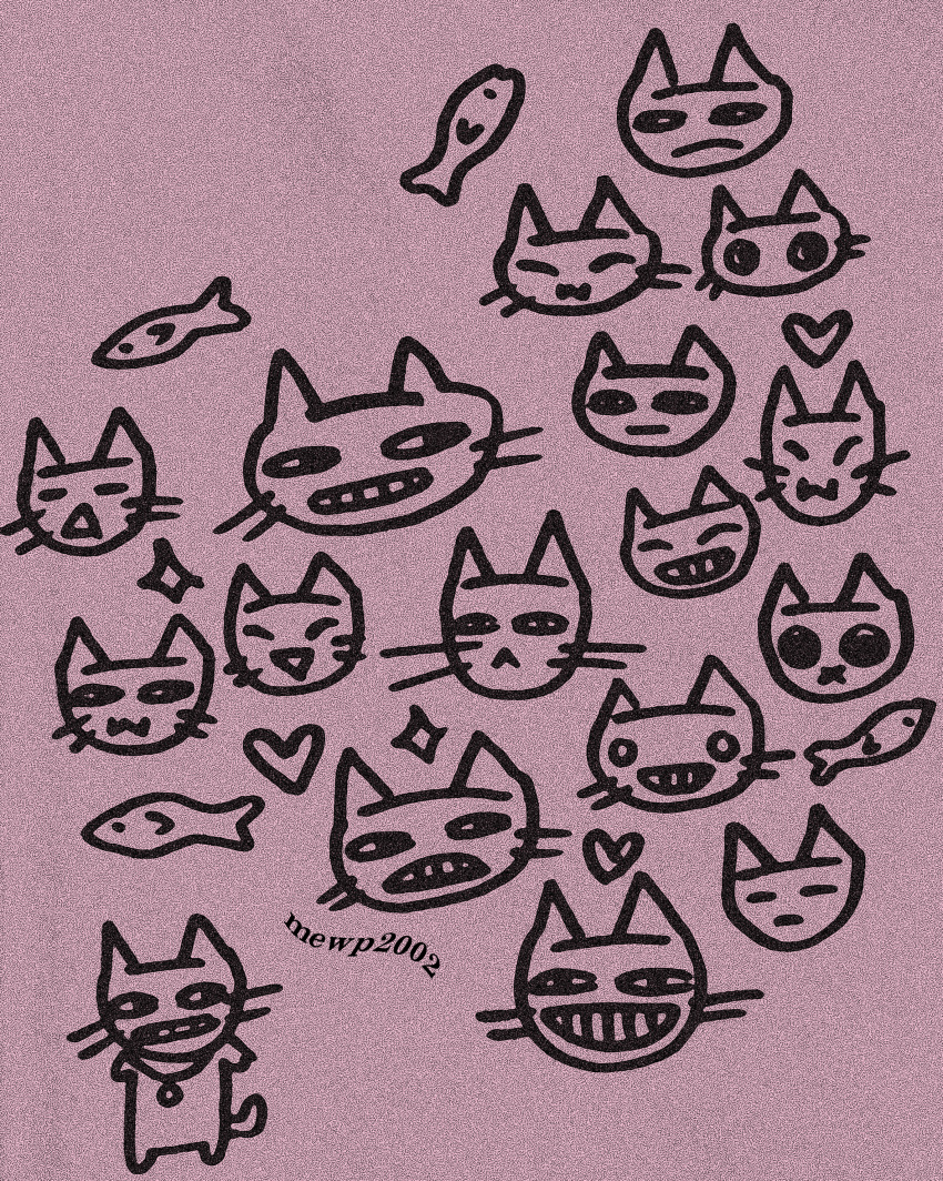 absurd_res ambiguous_gender cat_tail cute_expression domestic_cat felid felidae feline felis feral fish grin group hi_res line_art mammal marine marker_(artwork) mewp mewp2002 pink_background pupils silly simple_background sketch slit_pupils smile smug smug_cat smug_expression smug_eyes smug_face smug_grin sparkles teeth_showing traditional_media_(artwork) whiskers