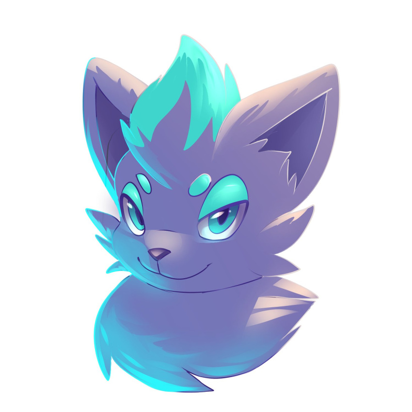 1 ambiguous_gender bust_portrait chest_tuft feral generation_5_pokemon head_tuft hi_res light lighting looking_at_viewer nintendo paddedvulpine pokemon pokemon_(species) portrait shiny_pokemon smile solo tuft zorua