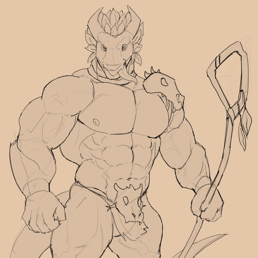 abs anthro biceps bone duo hi_res lihzahrd lizard male mask muscular muscular_anthro muscular_male nipples pecs reptile rolenzoart scalie skull skull_mask terraria tongue tongue_out vein veiny_muscles witch_doctor_(terraria)