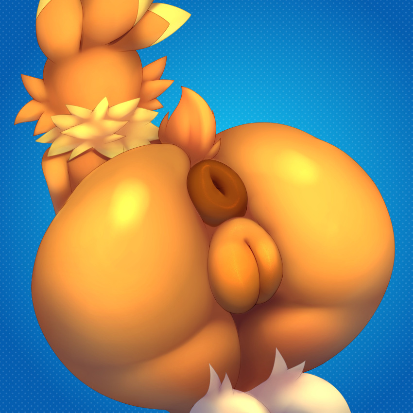 absurd_res anthro anus bent_over big_butt butt female generation_3_pokemon genitals hi_res huge_butt nintendo plump_labia pokemon pokemon_(species) pussy sadflowerhappy solo thick_thighs torchic torchy