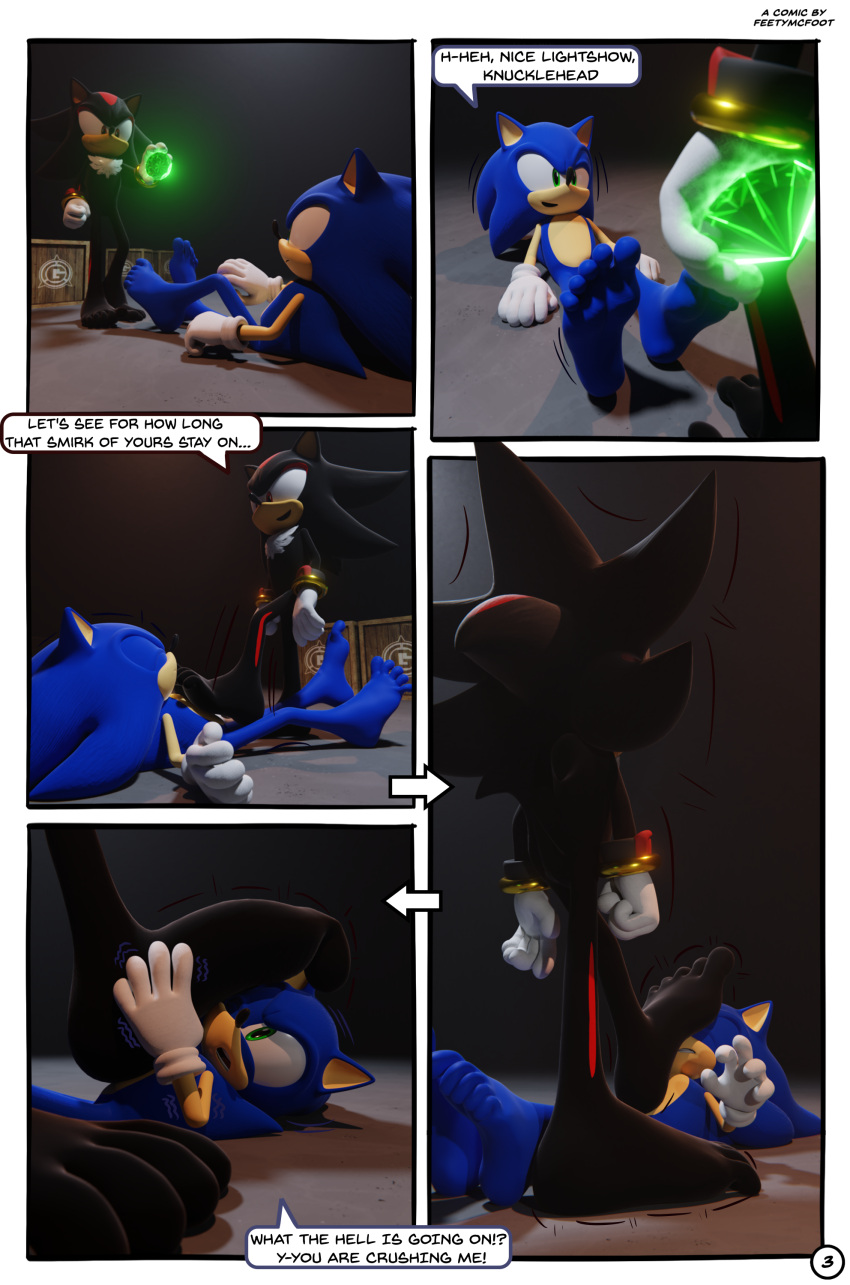 5_toes absurd_res anthro attribute_theft barefoot comic dialogue duo english_text feet feetymcfoot foot_fetish foot_focus foot_play hi_res humanoid_feet male male/male plantigrade sega shadow_the_hedgehog size_theft soles sonic_the_hedgehog sonic_the_hedgehog_(series) speech_bubble text toes