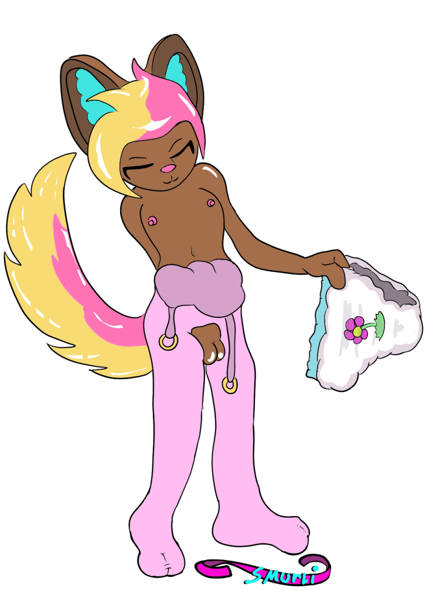 anthro canid canine clothing cub diaper female mammal nipples pajamas pussy smurli young