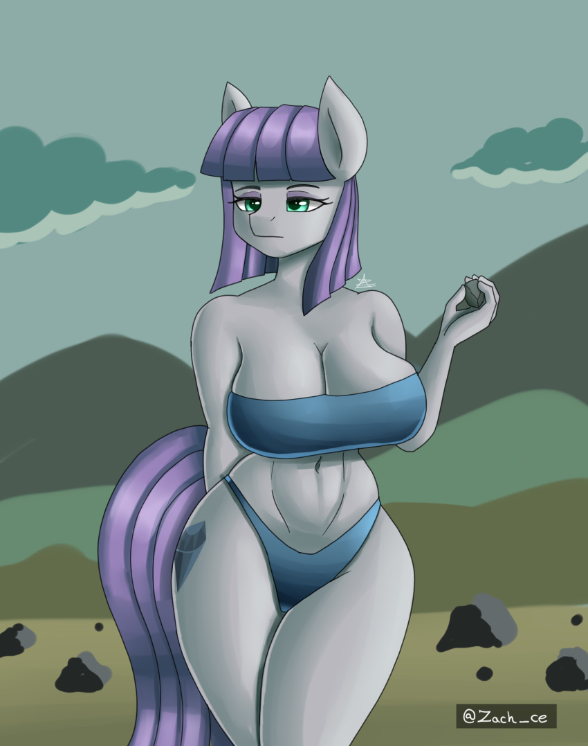 anthro anthrofied big_breasts boulder_(mlp) breasts cleavage clothed clothing equid equine female friendship_is_magic hasbro hi_res mammal maud_pie_(mlp) my_little_pony outside zachc