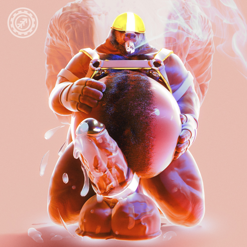 3d_(artwork) anthro barazoku belly big_belly big_penis bodily_fluids brent_(n0rdbara) bulk chesthair cigar cum cumshot digital_media_(artwork) ejaculation genital_fluids genitals hairy heavy_balls hi_res huge_penis hyper hyper_genitalia hyper_penis kneeling male mammal mephitid messy muscular n0rdbara nipples nude overweight pecs penis precum skunk smoking solo torso vein