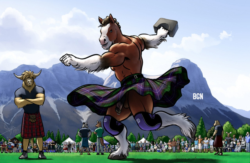 2019 abs anthro back_muscles balls bgn biceps bottomwear bovid bovine braided_hair cattle clothed clothing clydesdale competition crowd deltoids draft_horse duo equid equine exercise fur genital_piercing genitals group hair highland_cattle highland_games horn horse kilt long_horn male mammal manly mountain multicolored_body multicolored_fur muscular muscular_legs nipples obliques pattern_clothing pecs penis penis_piercing piercing plaid plaid_clothing prince_albert_piercing rannik scotland shaggy_fur sporran sport throwing topless triceps two_tone_body two_tone_fur vein veiny_penis wallace_tartan weightlifting workout yellow_body yellow_fur