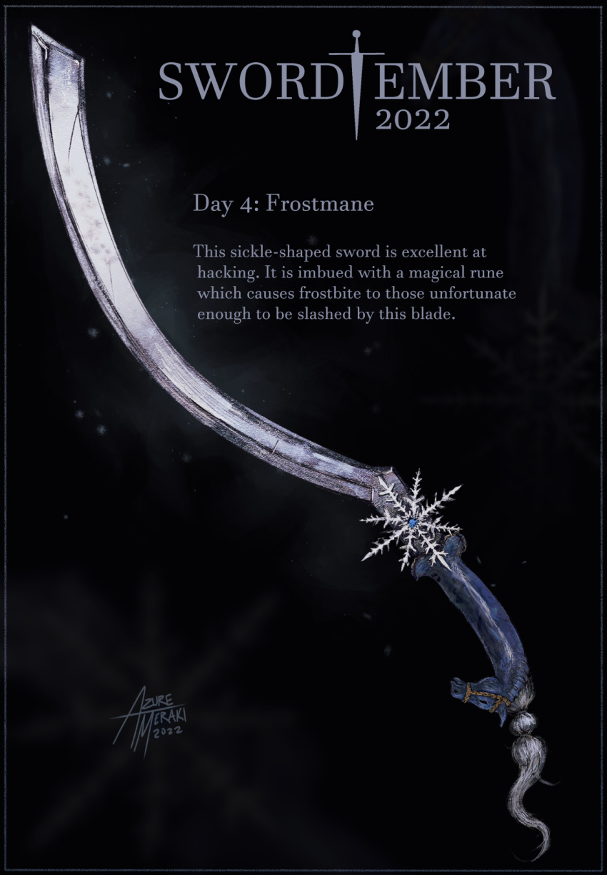 azure_meraki dated english_commentary english_text highres no_humans original ornate_weapon signature sword weapon weapon_focus