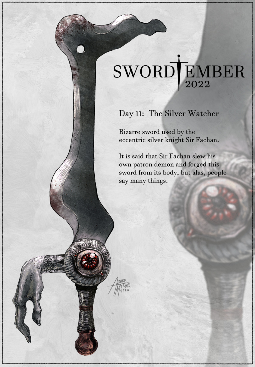 azure_meraki dated english_commentary english_text eyeball highres horror_(theme) no_humans original ornate_weapon signature sword weapon weapon_focus