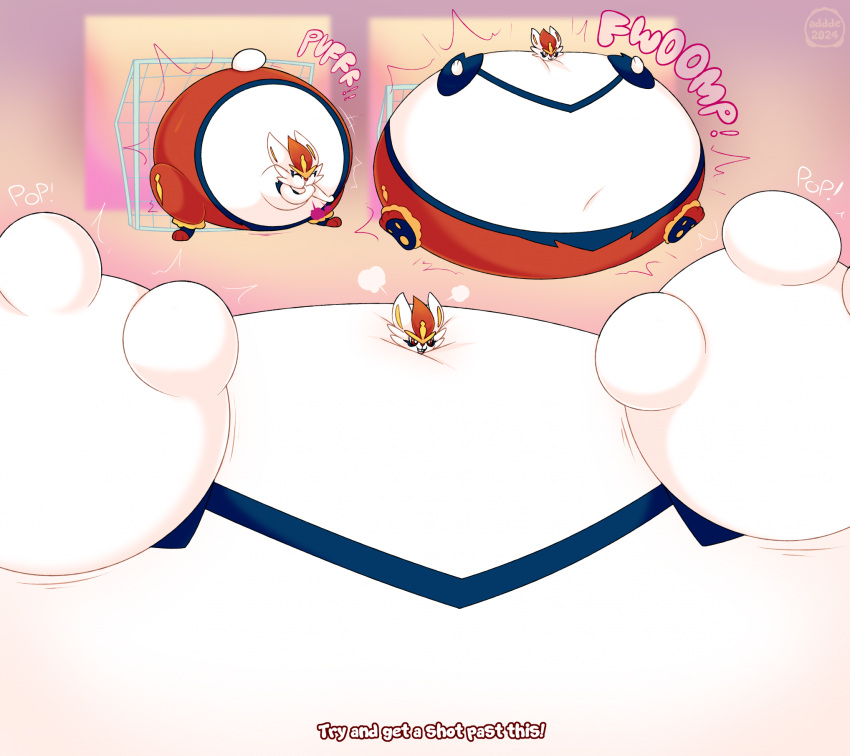 2024 addde air_inflation anthro artist_logo artist_name belly belly_expansion belly_inflation big_belly big_butt buckteeth butt butt_expansion cel_shading cinderace colored digital_media_(artwork) english_text expansion eyes_closed finger_in_mouth fwoomp generation_8_pokemon hand_expansion hi_res huge_belly huge_butt hyper hyper_belly hyper_butt hyper_hands hyper_inflation hyper_pear immobile inflation inflation_fetish logo long_ears male monobutt motion_lines navel nintendo open_mouth pear-shaped_figure pink_tongue pokemon pokemon_(species) red_eyes red_nose scut_tail self_inflation sequence shaded short_tail smile solo spherical_inflation swelling tail teeth text thumb_in_mouth tongue white_body white_ears white_tail wide_hips yellow_inner_ear