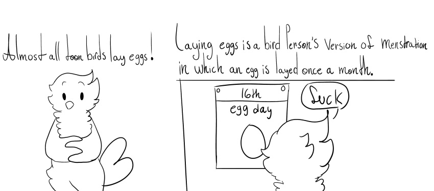 ambiguous_gender anthro avian bird calendar comic hi_res mousechop narration profanity solo text