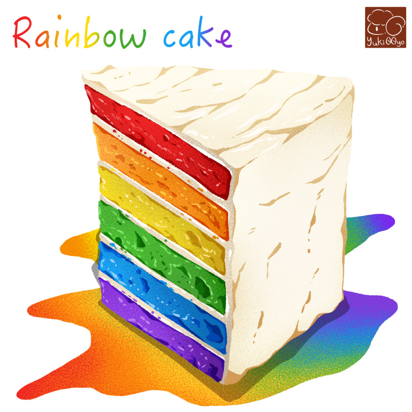 artist_logo artist_name cake cake_slice food food_focus food_name highres icing no_humans original rainbow_cake white_background yuki00yo