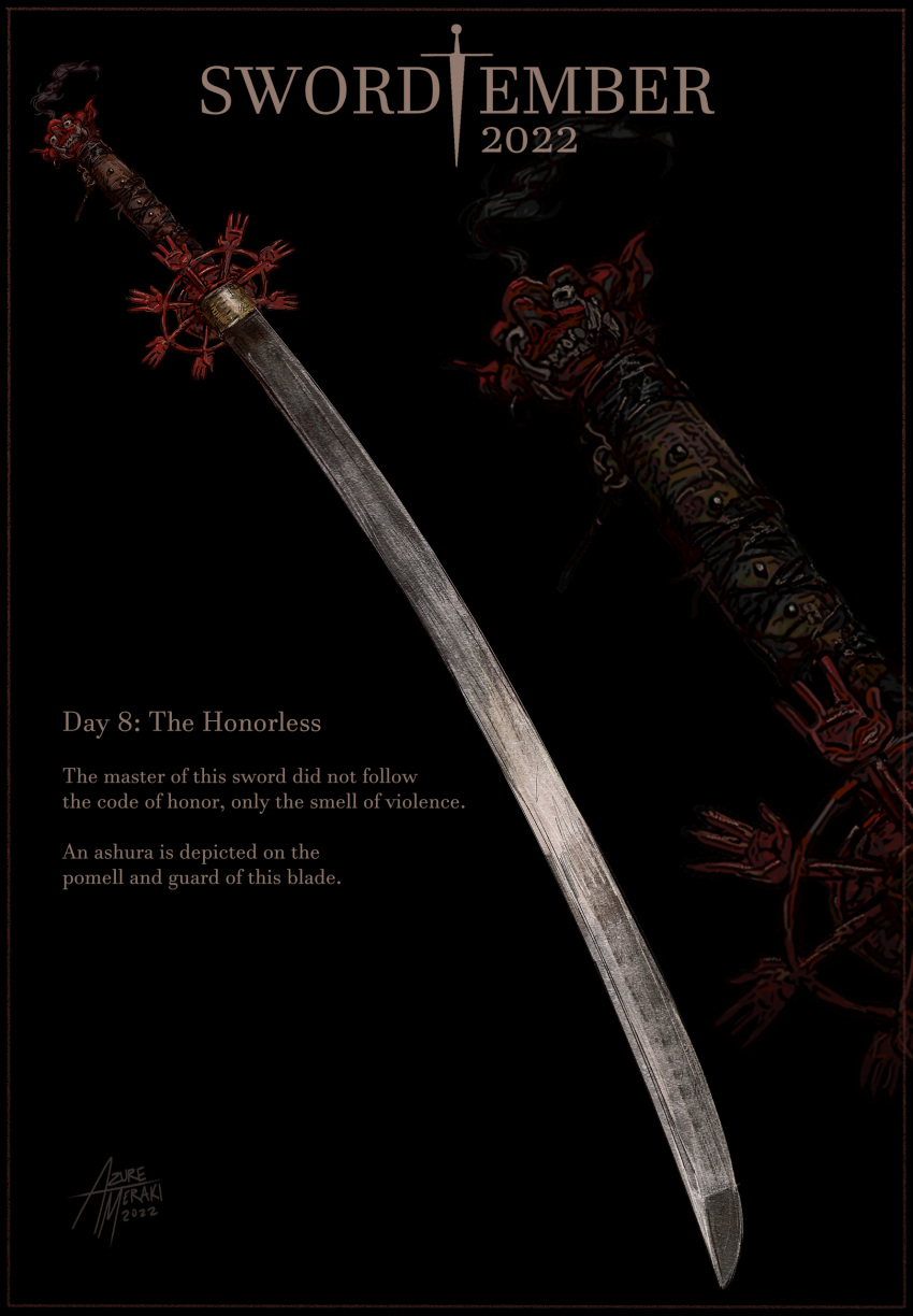 absurdres azure_meraki dated english_commentary english_text highres katana no_humans original ornate_weapon signature sword weapon weapon_focus