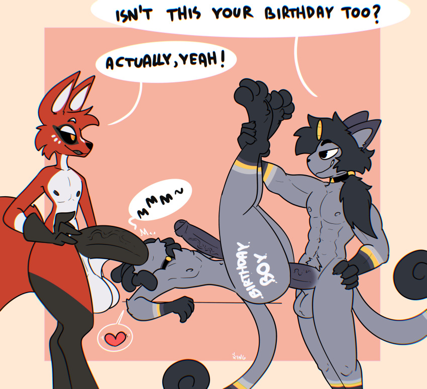 &lt;3 4_toes abs absurd_res alolan_form alolan_meowth anal anal_penetration anthro anthro_on_anthro anthro_penetrated anthro_penetrating anthro_penetrating_anthro balls bedroom_eyes big_penis birthday birthday_sex black_body black_fur black_hair black_sclera butt canid canine cheek_tuft chest_tuft choker dialogue dreadlocks english_text erection facial_tuft feet fellatio foreskin fox fur genitals girly grey_body grey_fur group hair half-closed_eyes hi_res huge_penis humanoid_genitalia humanoid_penis jewelry lying male male/male male_penetrated male_penetrating male_penetrating_male mammal markings muscle_tone muscular muscular_anthro muscular_male narrowed_eyes necklace nintendo nude on_back open_mouth open_smile oral pecs penetration penile penis pink_background pokemon pokemon_(species) red_body red_fur regional_form_(pokemon) seductive sex simple_background smile smirk smug smug_face smug_grin speech_bubble spitroast text the_xing1 toes trio tuft vein veiny_penis vinci_(itsmemtfo4) white_body white_fur yellow_markings