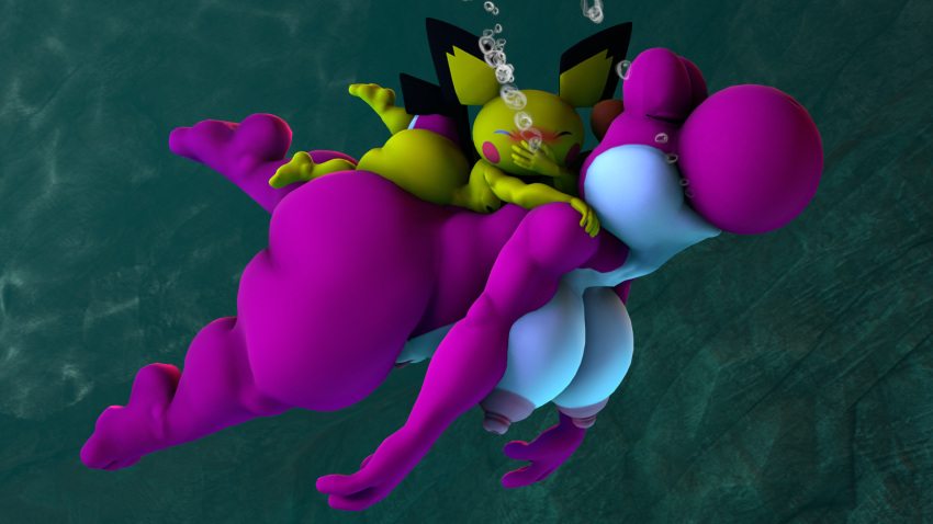 2021 3d_(artwork) air_bubble anthro areola big_areola big_breasts big_butt blush breasts bubble_butt butt carrying curvaceous curvy_figure daemont92 detailed_background digital_media_(artwork) duo feet female fingers freediving fur generation_2_pokemon genitals girly hi_res holding_breath huge_breasts huge_butt male male/female mario_bros multicolored_body multicolored_scales nintendo nipples nude pichu piggyback pink_body pink_scales pink_yoshi pokemon pokemon_(species) pussy scales scalie skinny_dipping source_filmmaker swimming thick_thighs toes two_tone_body two_tone_scales underwater voluptuous water white_body white_scales wide_hips yellow_body yellow_fur yoshi