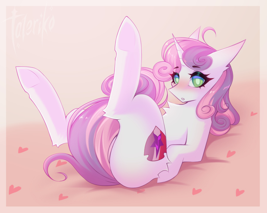 &lt;3 absurd_res chest_tuft cutie_mark equid equine eyebrow_through_hair eyebrows eyelashes friendship_is_magic fur green_eyes hair hasbro hi_res hooves horn leg_tuft mammal multicolored_hair my_little_pony pink_hair pink_tail purple_hair purple_tail sweetie_belle_(mlp) tail taleriko translucent translucent_hair tuft two_tone_hair two_tone_tail underhoof unicorn unicorn_horn white_body white_fur