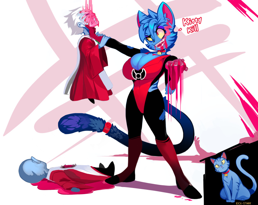 2022 abstract_background accessory alien alien_humanoid anthro anthrofied arm_grab arm_tuft asphyxiation bald big_breasts big_eyes biped black_eyelashes black_nose blood blood_leaking blood_on_breast blood_on_ground blue_body blue_fur blue_hair blue_inner_ear_fluff blue_pupils blue_skin blue_stripes bodily_fluids breasts burn_scar character_name cheek_tuft claws cleavage cleavage_overflow clenched_teeth clothed clothing collar collar_tag corpse crossgender curved_eyebrows curvy_figure cutout dc_comics death dex-starr dialogue digital_media_(artwork) digitigrade domestic_cat elbow_tuft english_text extended_arm eyebrows eyelashes eyeliner eyes_closed facial_tuft felid feline felis female feral finger_claws fingers fully_clothed fur fur_tuft furgonomics glistening glistening_collar glistening_eyes glistening_heart glistening_organ gore group guardians_of_the_universe gums hair head_tilt head_tuft head_turned heart_(organ) hi_res holding_another holding_heart holding_object holding_organ huge_breasts humanoid humanoid_hands imminent_death inner_ear_fluff jewelry larger_anthro larger_female leaking leg_tuft long_hair looking_at_another looking_at_viewer lying lying_on_ground makeup male mammal mature_humanoid mature_male mouth_closed mtf_crossgender multicolored_clothing neck_grab on_back open_mouth open_smile organs pain pink_inner_ear prick_ears pupils purple_eyeliner red_clothing red_collar red_nose red_pupils red_ring red_robe red_smoke ring robe sadism scar shadow sharp_teeth shnider short short_hair shoulder_tuft size_difference slit_pupils small_nose smaller_humanoid smaller_male smile smoke smoke_from_mouth standing straight_legs striped_body striped_fur stripes symbol tabard tail tail_accessory tail_jewelry tail_ring teeth text thick_eyebrows thick_eyelashes thigh_tuft torn_clothing trio_focus tuft two_tone_clothing uniform white_clothing white_eyebrows white_hair white_tabard wide_stance yellow_sclera