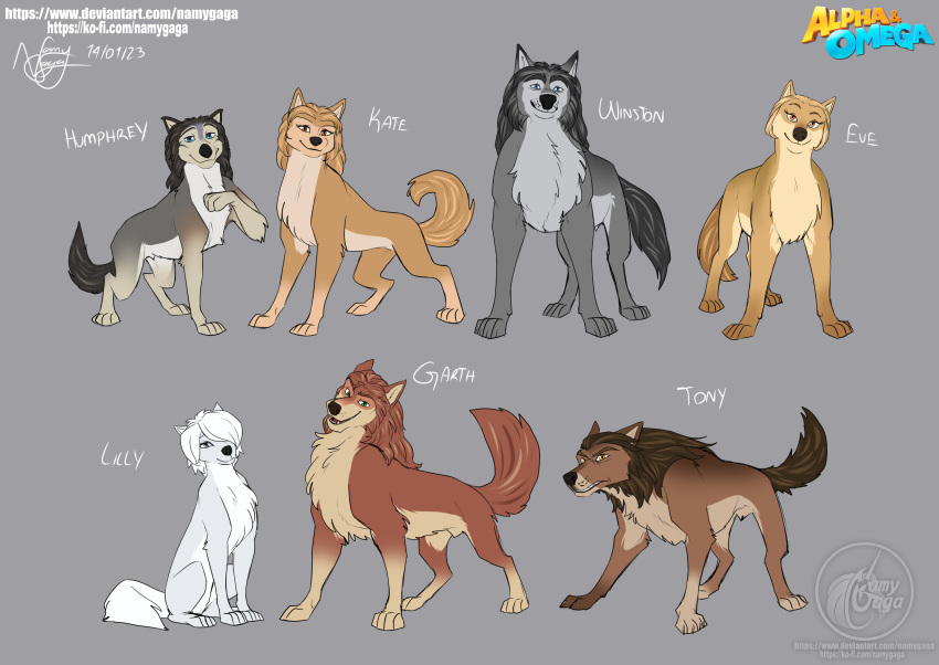 absurd_res alpha_and_omega canid canine canis design_(disambiguation) eve_(alpha_and_omega) female feral garth_(alpha_and_omega) group hi_res humphrey_(alpha_and_omega) kate_(alpha_and_omega) lilly_(alpha_and_omega) male mammal namygaga redesign tony_(alpha_and_omega) winston_(alpha_and_omega) wolf