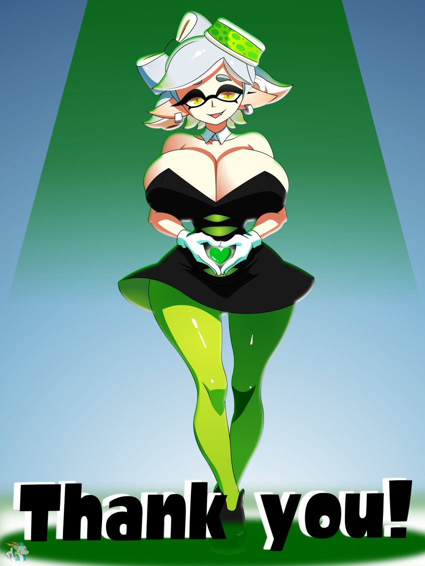 absurd_res big_breasts breasts curvy_figure female female/female hi_res hourglass_figure huge_breasts humanoid inkling_girl marie_(splatoon) nintendo raybrighten solo splatoon wide_hips