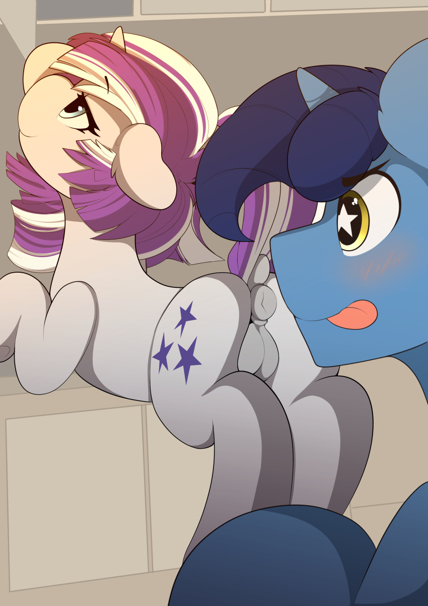 absurd_res anus colored equid equine female feral friendship_is_magic genitals hasbro hi_res horn husband_and_wife kribbles male mammal married_couple mature_female my_little_pony night_light_(mlp) pussy tongue tongue_out twilight_sparkle_(mlp) unicorn