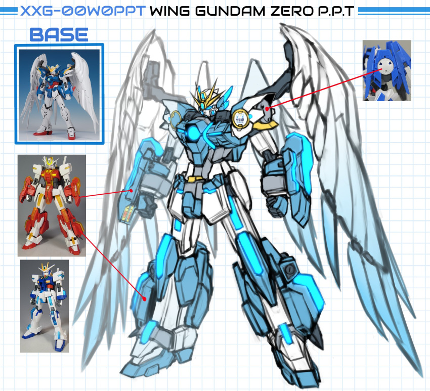 blue_eyes character_request extreme_gundam extreme_gundam_type_leo_xenon_phase feathers glowing gundam gundam_build_divers gundam_build_divers_re:rise gundam_extreme_vs. gundam_extreme_vs._2 gundam_extreme_vs._maxi_boost gundam_wing gundam_wing_endless_waltz highres hololive mecha mechanical_wings mobile_suit no_humans pinguinkotak robot solo v-fin weapon wing_gundam_zero_custom wings