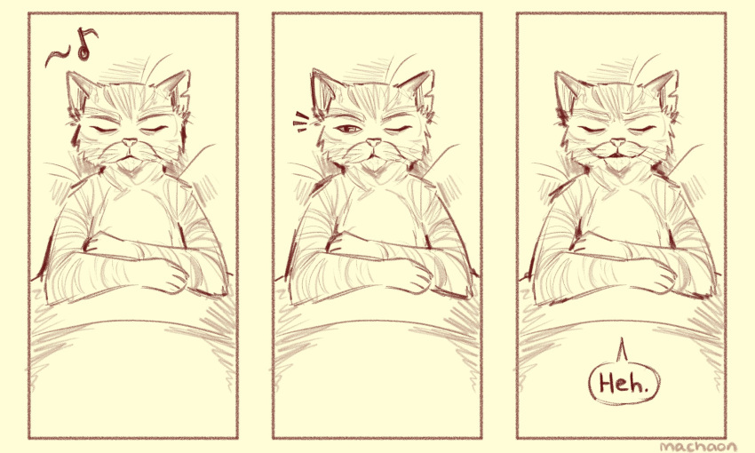 anthro bed dialogue domestic_cat dreamworks english_text felid feline felis furniture hi_res machaon male mammal pictographics puss_in_boots_(dreamworks) solo text