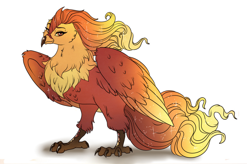 2019 3:2 avian bird digital_drawing_(artwork) digital_media_(artwork) european_mythology eyebrows feathers female feral fluffy friendship_is_magic gradient_hair gradient_tail greek_mythology hair hasbro hi_res leg_fluff lidded_eyes looking_at_viewer marbola my_little_pony mythological_avian mythological_firebird mythology philomena_(mlp) phoenix raised_eyebrow redesign simple_background smile smiling_at_viewer smirk solo sparkles talons white_background wings