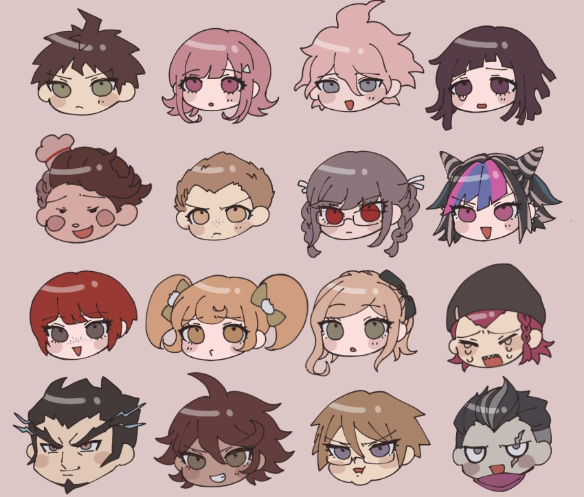 :d :o ahoge bangs black_bow black_hair black_headwear blonde_hair blue_eyes blue_hair blush bow braid brown_eyes brown_hair cat_hair_ornament chef_hat crying danganronpa_(series) danganronpa_2:_goodbye_despair everyone facial_hair freckles frown glasses goatee green_bow grey_hair grin hair_bow hair_ornament hair_ribbon hanamura_teruteru hat hinata_hajime koizumi_mahiru komaeda_nagito kuzuryuu_fuyuhiko long_hair medium_hair messy_hair mioda_ibuki multicolored_hair nanami_chiaki nidai_nekomaru open_mouth owari_akane pekoyama_peko pink_eyes pink_hair pink_scarf purple_eyes red_eyes red_hair ribbon ru-pe_(gstm_0915) saionji_hiyoko scarf sharp_teeth side_braid smile sonia_nevermind souda_kazuichi tanaka_gandamu tearing_up tears teeth togami_byakuya_(danganronpa_2) triangle_hair_ornament tsumiki_mikan twin_braids twintails two-tone_hair undercut upper_teeth_only white_ribbon