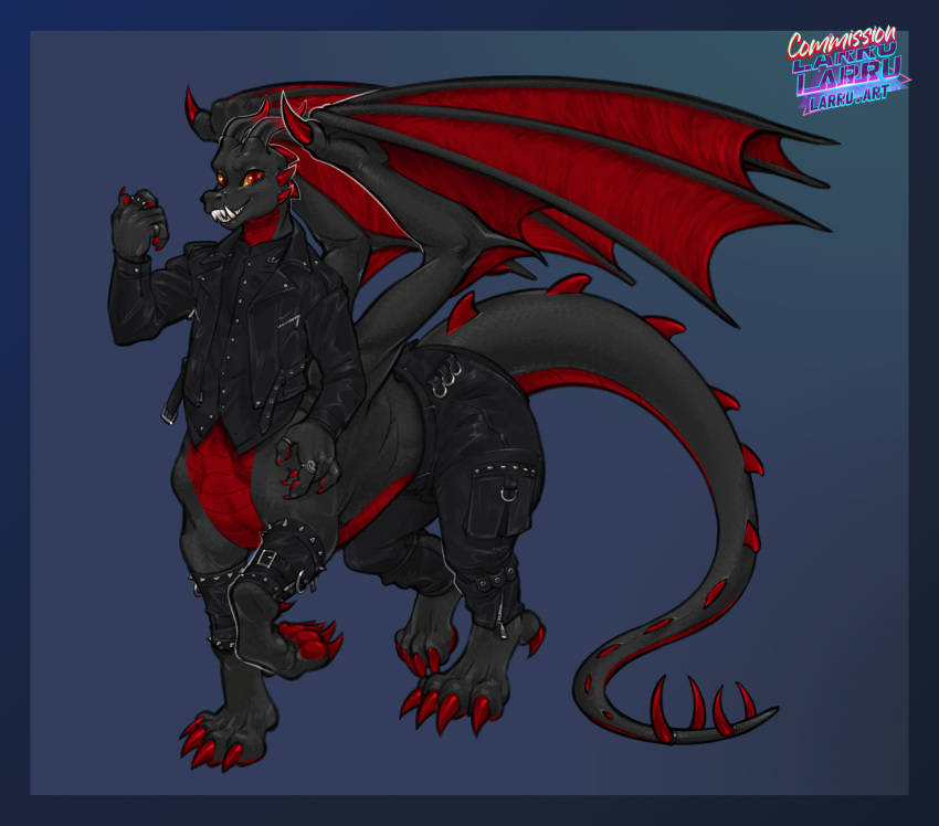 clothed_taur clothing costume dragon dragon_taur heavy_metal hi_res larru-larru lower_clothes taur taur_pants wings