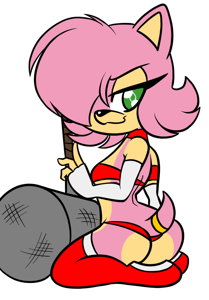 alpha_channel amy_rose anthro breasts butt clothed clothing digital_media_(artwork) eulipotyphlan female gloves green_eyes hammer handwear hedgehog hi_res mammal pink_body sega shinkaku simple_background skimpy small_breasts solo sonic_the_hedgehog sonic_the_hedgehog_(series) tools transparent_background video_games