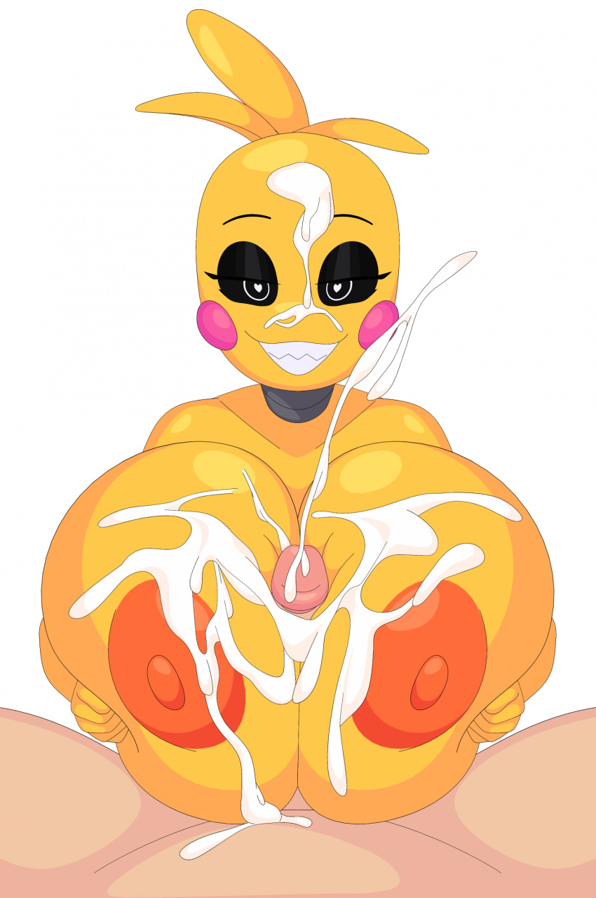 &lt;3_pupils animatronic anthro areola avian beakless bedroom_eyes big_breasts bird black_sclera blush blush_stickers bodily_fluids breast_play breast_squish breasts chicken cum cum_on_breasts cum_on_face cum_on_penis cumshot cytrusawa duo ejaculation female first_person_view five_nights_at_freddy's five_nights_at_freddy's_2 galliform gallus_(genus) genital_fluids genitals hand_on_breast hi_res huge_breasts human human_on_anthro interspecies looking_at_viewer machine male male/female male_pov mammal narrowed_eyes nipples non-mammal_breasts nude orange_areola orange_nipples penis phasianid robot scottgames seductive sex smile squish titfuck toy_chica_(fnaf) white_body white_skin yellow_body