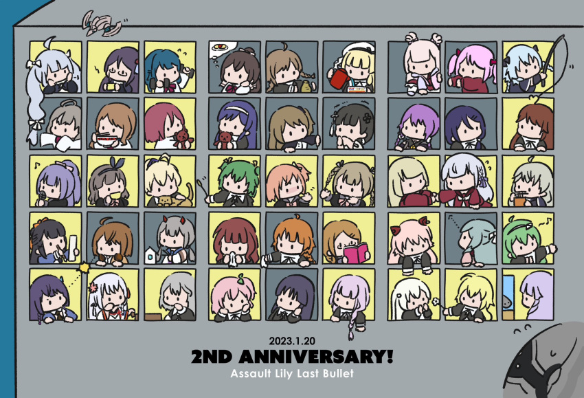 6+girls =3 ahoge aizawa_kazuha amamiya_sophia_seren amano_soraha andou_tazusa animal anniversary aqua_hair arrow_(symbol) assault_lily bangs banshouya_ena beret black_bow black_hair black_hairband black_jacket black_necktie blonde_hair blue_background blue_hair blue_jacket blue_sailor_collar blue_shirt blunt_bangs board_game book bow bow_hairband bowl bowtie braid braided_ponytail brown_cardigan brown_hair brown_sailor_collar building calligraphy_brush cardigan cat cat_teaser chopsticks climbing collared_shirt controller copyright_name cropped_jacket cup cup_ramen dated detached_sleeves double_bun drinking dumbbell eel egawa_kusumi eighth_note endou_araya fish fish_tank fishing_rod flower flower_knot flying_sweatdrops food frilled_skirt frills fujita_asagao fukuyama_jeanne_sachie funada_kiito funada_ui futagawa_fumi giving glasses green_hair grey_hair hair_bow hair_bun hair_flower hair_ornament hairband hairclip hairpods half_updo hand_on_own_cheek hand_on_own_chin hand_on_own_face hand_to_own_mouth hand_up handkerchief hands_on_own_cheeks hands_on_own_face hands_up hat hata_matsuri hatsukano_you head_rest heart heart_ahoge herensuge_girls_academy_school_uniform high_ponytail highres hitotsuyanagi_riri hitotsuyanagi_yuri holding holding_book holding_bowl holding_chopsticks holding_cup holding_fishing_rod holding_flower holding_handkerchief holding_hands holding_microphone holding_paintbrush holding_paper holding_remote_control holding_stuffed_toy holding_teapot hood hood_down hooded_jacket horns iijima_renka itou_shizu_(assault_lily) jacket kabayaki_(kabayaki_eel) kaede_johan_nouvel kanabako_misora kanba_girls_high_school_uniform kawamura_yuzuriha kishimoto_lucia_raimu kon_kanaho kuo_shenlin kuroki_francisca_yuria lightning_glare long_hair long_sleeves looking_at_animal looking_at_another looking_at_object looking_away looking_down looking_to_the_side looking_up low_ponytail low_twin_braids low_twintails ludvico_private_girls'_academy_school_uniform mashima_moyu matsunaga_brigitta_kayo microphone miriam_hildegard_von_gropius miyagawa_takane model_building monster mori_tatsuki multicolored_clothes multicolored_hair multicolored_jacket multiple_girls music musical_note neck_ribbon necktie no_mouth odaiba_girls_high_school_uniform omelet omurice one_side_up open_book open_cardigan open_clothes orange_bow orange_hair outstretched_arm outstretched_arms paintbrush pantyhose paper pink_background pink_bow pink_bowtie pink_flower pink_jacket playing_games ponytail pouring profile purple_hair purple_ribbon reading red_bow red_bowtie red_hair red_horns red_shirt red_skirt remote_control ribbon rokkaku_shiori sadamori_himeka sailor_collar sasaki_ran school_uniform semi-rimless_eyewear serafuku serizawa_chikaru shirai_yuyu shirt short_hair short_sleeves siblings side_braid singing single_braid sisters skirt sleeveless sleeveless_shirt sleeves_past_fingers sleeves_past_wrists solid_oval_eyes spoken_food streaked_hair stuffed_animal stuffed_toy tachihara_sayu takasuga_tsukushi tanaka_ichi tanba_akari tassel tassel_hair_ornament teacup teapot teddy_bear thought_bubble toki_kureha trembling tsukioka_momiji twin_braids twintails two_side_up under-rim_eyewear vase wang_lifen wang_yujia watanabe_akane white_hairband white_headwear white_jacket white_pantyhose white_shirt window yellow_bow yellow_ribbon yoshimura_thi_mai yurigaoka_girls_academy_school_uniform