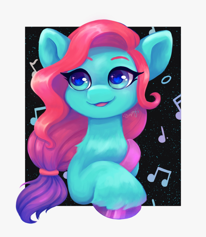 absurd_res blue_body blue_eyes blue_fur digital_media_(artwork) earth_pony equid equine eyebrows eyelashes female feral fetlocks fur hair hasbro heart-shaped_pupils hi_res hooves horse jazz_hooves_(mlp) mammal mlp_g5 multicolored_hair musical_note my_little_pony pony purple_hair purple_hooves red_hair saphypone smile two_tone_hair