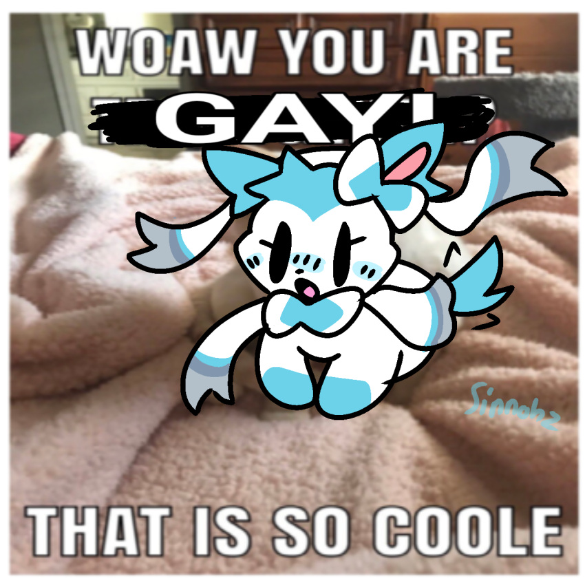 1:1 :o alternate_color ambiguous_gender blush bow_ribbon chibi draw_over eeveelution feral generation_6_pokemon hi_res icon lgbt_pride mammal meme misspelling nintendo open_mouth paws photo_background pokemon pokemon_(species) ribbons shiny_pokemon signature simple_eyes sinnohz sketch solo surprised_expression sylveon tail tail_motion top_text_bottom_text_meme watermark