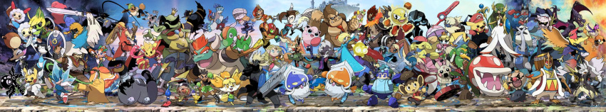 alternate_color alternate_costume animal_ears ape artist_request blastoise blaziken blonde_hair bowser bowser_jr. braixen buster_sword capcom captain_falcon castlevania castlevania:_rondo_of_blood cat_ears charizard cloud_strife cosplay creatures_(company) dark_samus decidueye diddy_kong diglett dinosaur dog dog_ears dog_girl dog_tail donkey_kong donkey_kong_(series) donkey_kong_country doubutsu_no_mori dougi dr.mario eevee f-zero facial_hair falco_lombardi final_fantasy final_fantasy_vii final_fantasy_vii_advent_children fire_emblem fire_emblem:_kakusei fire_emblem:_souen_no_kiseki fox fox_mccloud gallade game_freak ganondorf gardevoir gen_1_pokemon gen_2_pokemon gen_3_pokemon gen_4_pokemon gen_5_pokemon gen_6_pokemon gen_7_pokemon goddess hat helmet highres ice_climber ice_climbers ike inkling jigglypuff ken_masters kid_icarus kid_icarus_uprising king_dedede king_k._rool kirby kirby_(series) krom link little_mac lizard long_image lopunny lucario lucas lucina luigi mario mario_(series) master_sword mega_gardevoir mega_pokemon meta_knight metal_gear_(series) metroid mimikyu monado monkey mother_(game) mother_2 mother_3 mr._game_&amp;_watch multiple_boys multiple_girls mustache my_unit_(fire_emblem:_kakusei) nana_(ice_climber) ness nintendo olimar overalls pac-man pac-man_(game) palutena pichu pikachu pikmin_(creature) pikmin_(series) piranha_plant pit_(kid_icarus) pokemon pokemon_(creature) pokemon_(game) pokemon_dppt pokemon_oras pokemon_sm pokemon_xd pokemon_xy popo_(ice_climber) princess_daisy princess_peach princess_zelda r.o.b red_hair richter_belmondo ridley rockman rockman_(character) rockman_(classic) rosetta_(mario) ryuu_(street_fighter) samus_aran sega sheik shield shiny_pokemon shizue_(doubutsu_no_mori) shulk simon_belmondo smile snake solid_snake sonic sonic_the_hedgehog spikes splatoon_(series) squirtle star_fox street_fighter super_mario_bros. super_mario_galaxy super_smash_bros. super_smash_bros._ultimate tail the_legend_of_zelda the_legend_of_zelda:_breath_of_the_wild the_legend_of_zelda:_ocarina_of_time tiara toon_link topknot villager_(doubutsu_no_mori) wario warioware wide_image wii_fit wii_fit_trainer wings xenoblade_(series) xenoblade_1 yoshi young_link zeld