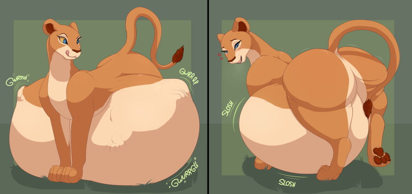 &lt;3 asaneman belly big_belly big_butt blue_sclera butt death digestion disney felid female feral huge_butt hyper hyper_belly licking licking_lips lion mammal nala pantherine stomach_noises the_lion_king tongue tongue_out vore