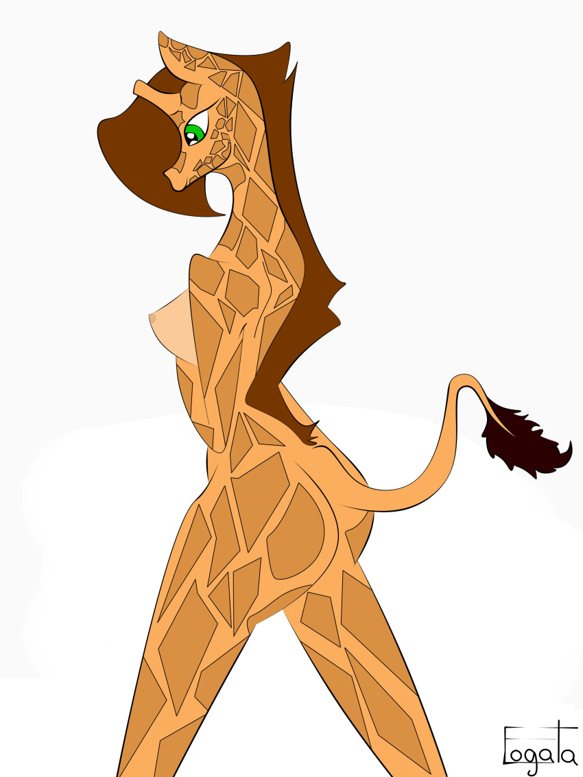 absurd_res anthro breasts female female/female fogata fur giraffe giraffid hi_res long_neck mammal nipples nude solo