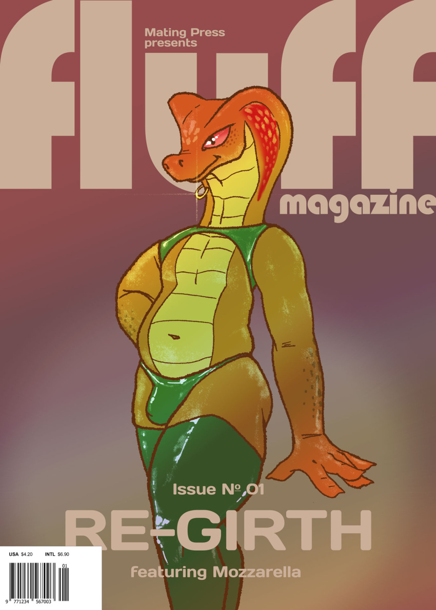 clothing cobra fan_character heckfrog hi_res magazine male reptile scalie snake thick_thighs thong underwear