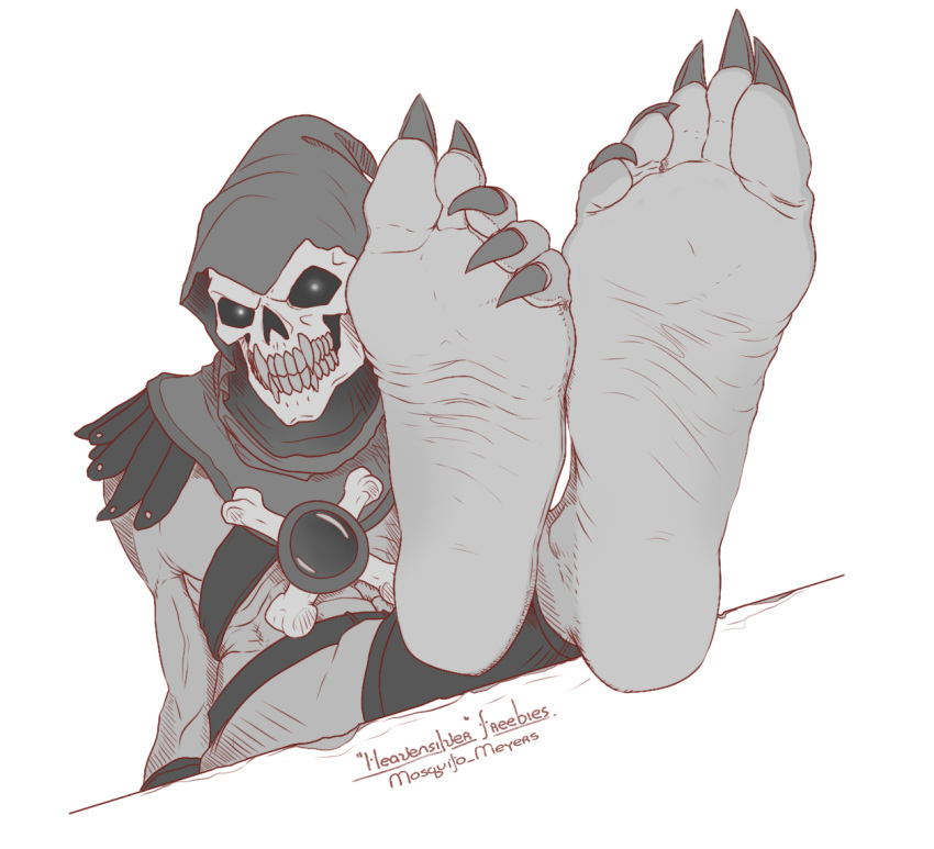 barefoot bone claws clothed clothing feet foot_focus he-man humanoid kredri male masters_of_the_universe mattel not_furry paws sitting skeletor skull soles solo toe_claws toes undead