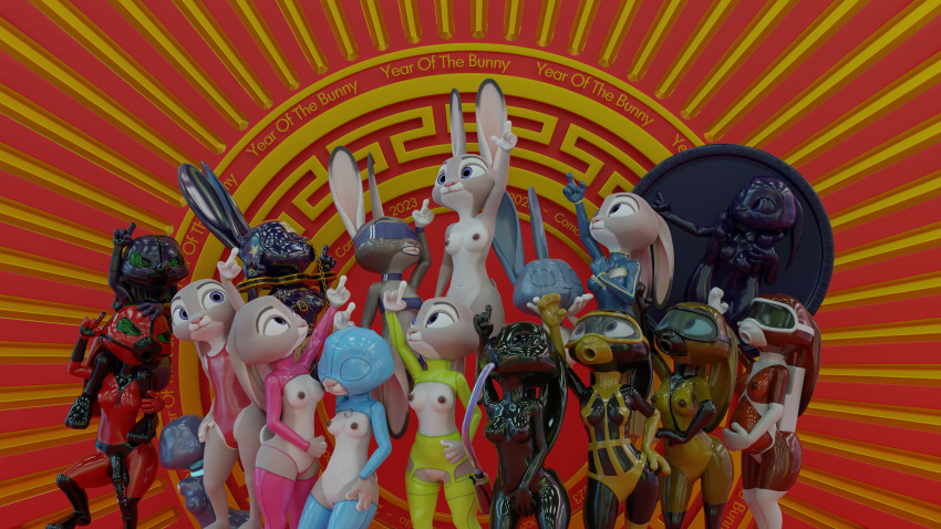 absurd_res amputee anthro anus arm_spreader bdsm blender_(software) bondage bound comorito disability disney female gas_mask group hi_res inflation judy_hopps mask restraints rubber spreader_bar transformation yoke_(restraint) zootopia