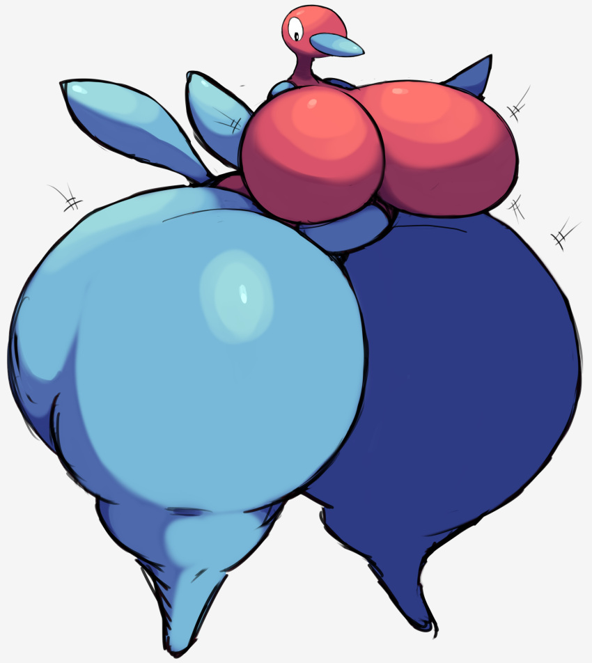 atsuineko big_breasts black_eyes breasts featureless_breasts female generation_2_pokemon hi_res huge_breasts huge_thighs humanoid hyper hyper_hips hyper_thighs multicolored_body nintendo nude pokemon pokemon_(species) porygon2 solo thick_thighs two_tone_body wide_hips