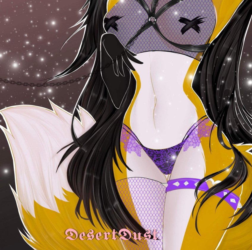 anthro breasts canid canine clothing desert dust female fox fur hair hi_res mammal panties rocksy simple_background solo tail underwear white_body yellow_body yellow_fur