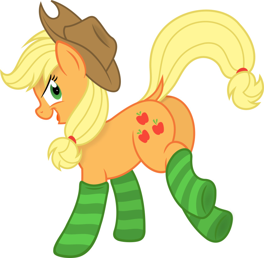 2016 absurd_res alpha_channel applejack_(mlp) brian_mcpherson bucking butt clothed clothed_feral clothing collaboration cowboy_hat cutie_mark digital_media_(artwork) dock earth_pony equid equine female feral footwear friendship_is_magic green_clothing green_eyes green_footwear green_socks hasbro hat headgear headwear hi_res horse legwear looking_back mammal my_little_pony open_mouth orange_body pattern_clothing pattern_footwear pattern_legwear pattern_socks pony quadruped rear_view simple_background slb94 socks solo striped_clothing striped_footwear striped_socks stripes tail transparent_background vector yellow_tail