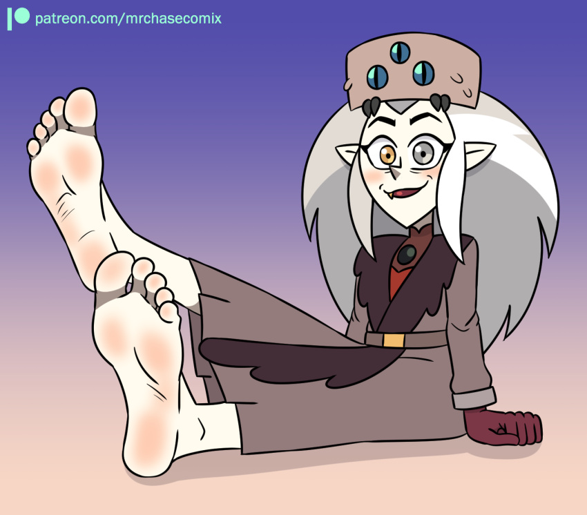 5_toes barefoot disney eda_clawthorne feet female foot_focus hi_res humanoid humanoid_pointy_ears looking_at_viewer mammal mrchasecomix not_furry soles the_owl_house toes witch_(the_owl_house)