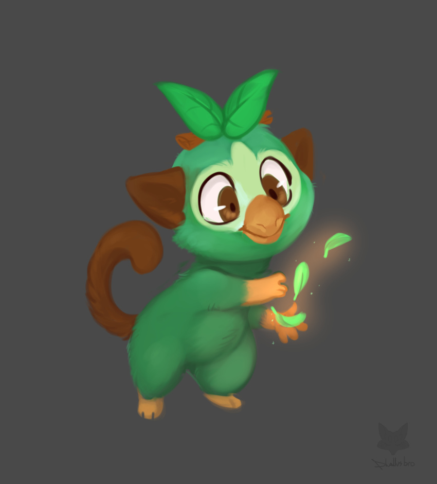 flora_fauna grookey leaf mammal nintendo phallusbro plant pok&eacute;mon pok&eacute;mon_(species) primate simple_background solo video_games