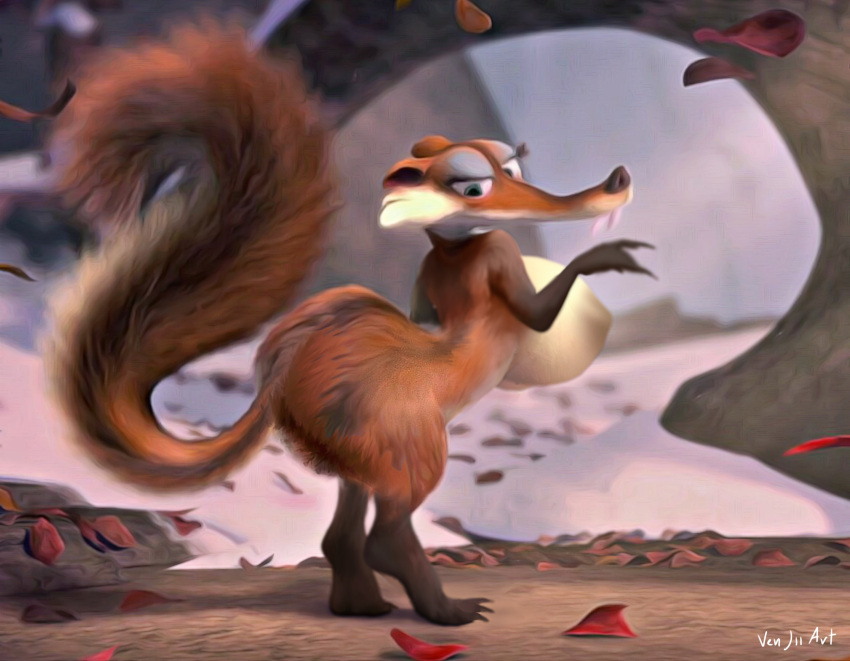 blue_sky_studios breasts butt feet female feral hi_res ice_age_(series) mammal nipples rodent sciurid scratte_(ice_age) solo tree_squirrel venjiiart