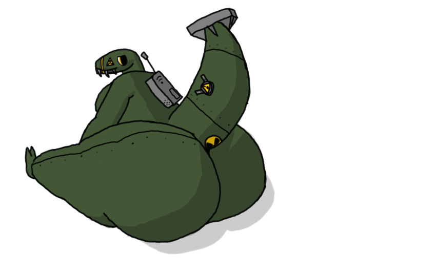 alithsko animate_inanimate anthro big_butt bomb butt explosives firestorm_(raptormocha) living_machine machine male male/male nuclear nuclear_bomb nuke overweight overweight_anthro overweight_male radiation_symbol radioactive sharp_teeth solo symbol teeth thick_thighs warning_symbol