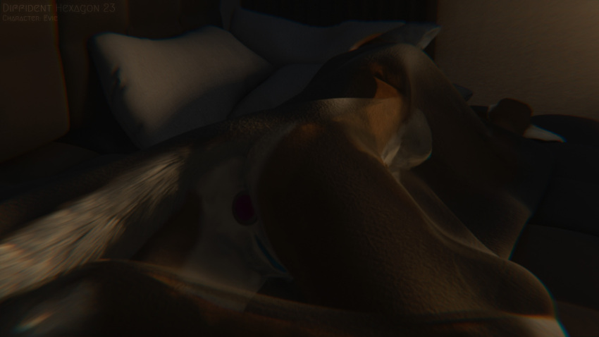 3d_(artwork) anthro bedtime buttplug canid canine canis diffident_hexagon digital_media_(artwork) evie female genitals hi_res mammal nude plug_(sex_toy) pussy sex_toy solo solo_focus wolf